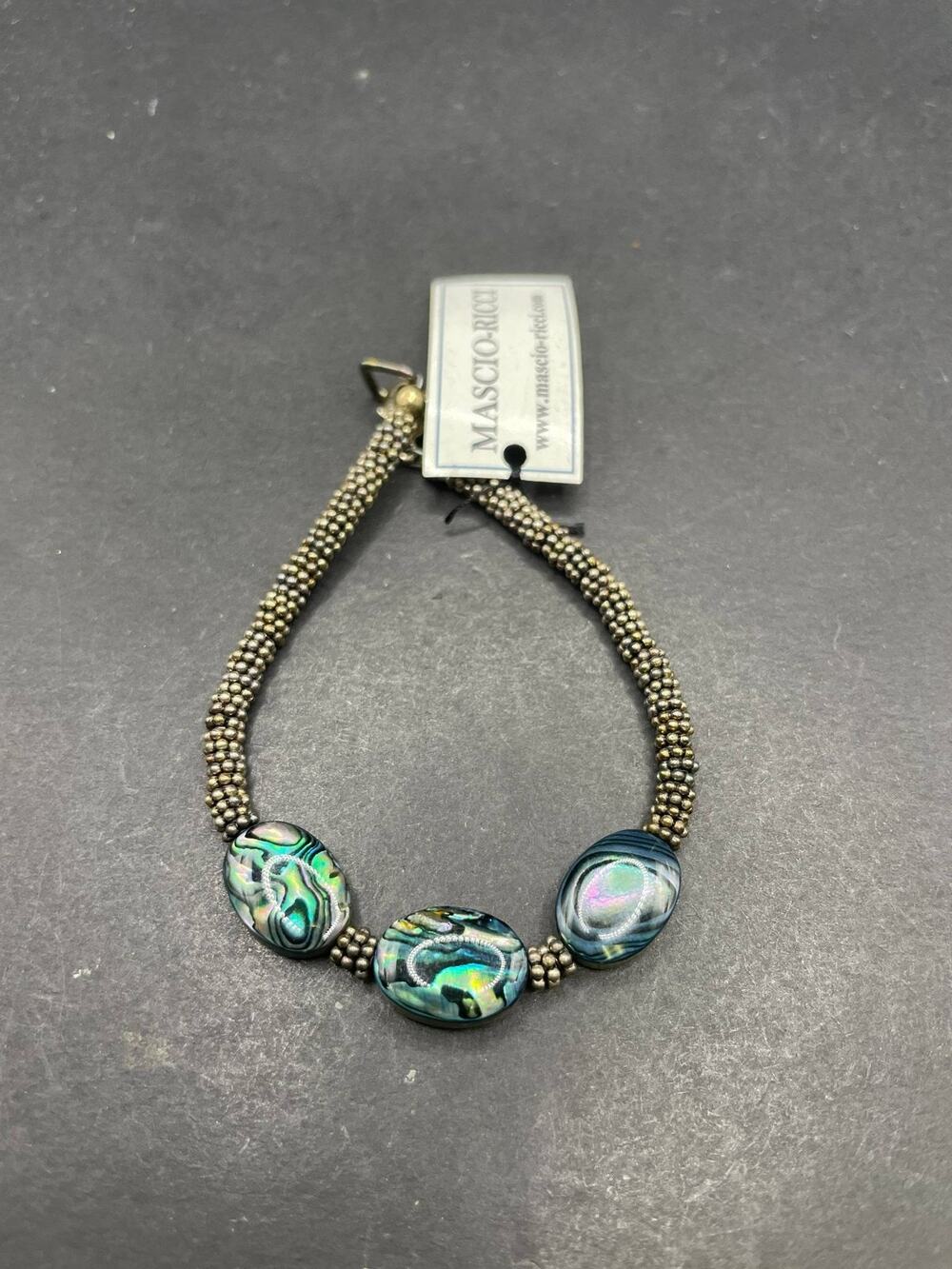 Mascio-Ricci B-7594 Oxidized Sterling Silver Dyed Abalone Beaded Bracelet 7.25